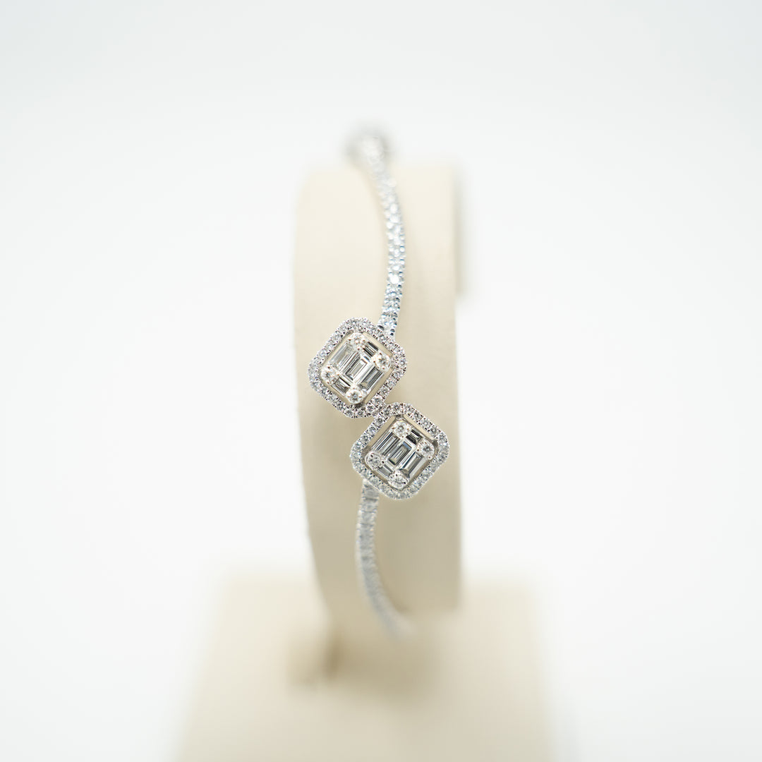 Radiant Baguette cut Diamond Bangle Bracelet