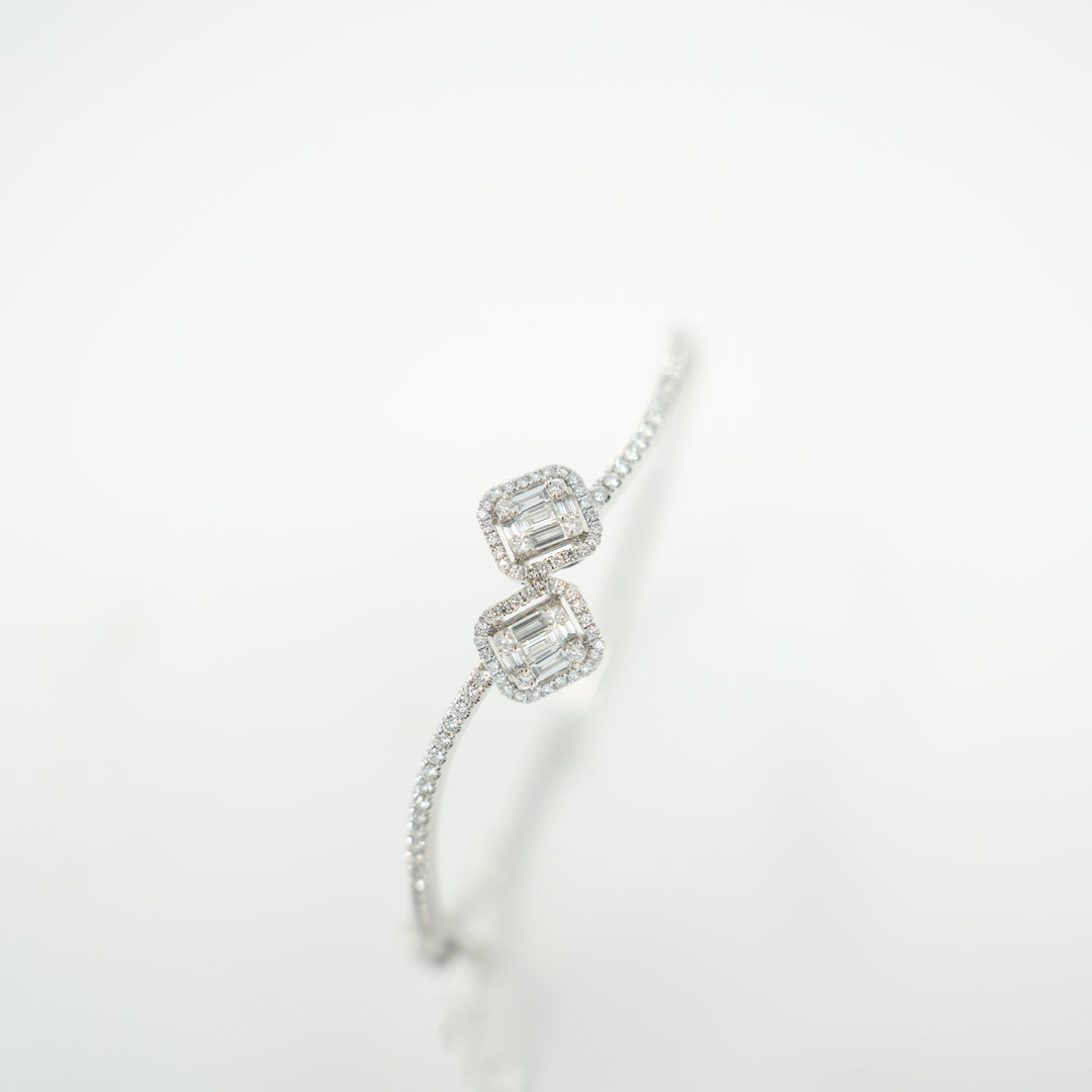 Radiant Baguette cut Diamond Bangle Bracelet