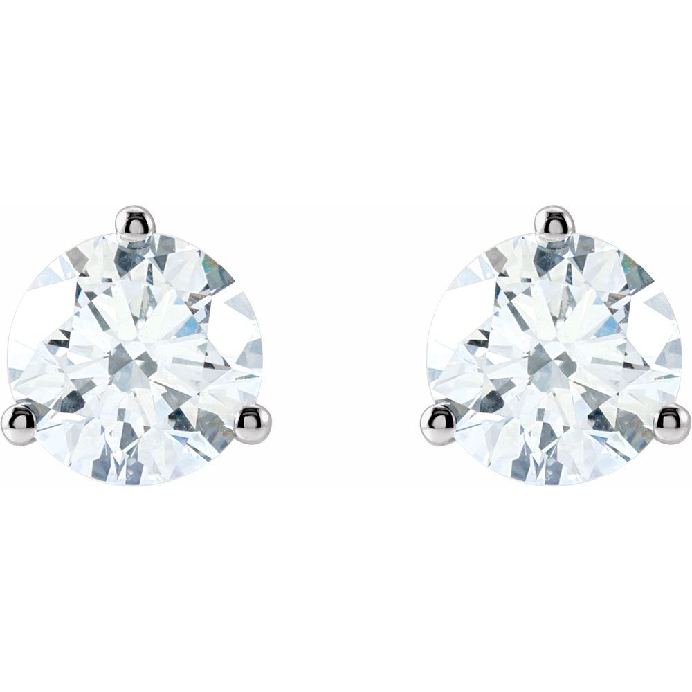 Tai 3 prong Round Cut Diamond Stud Earrings