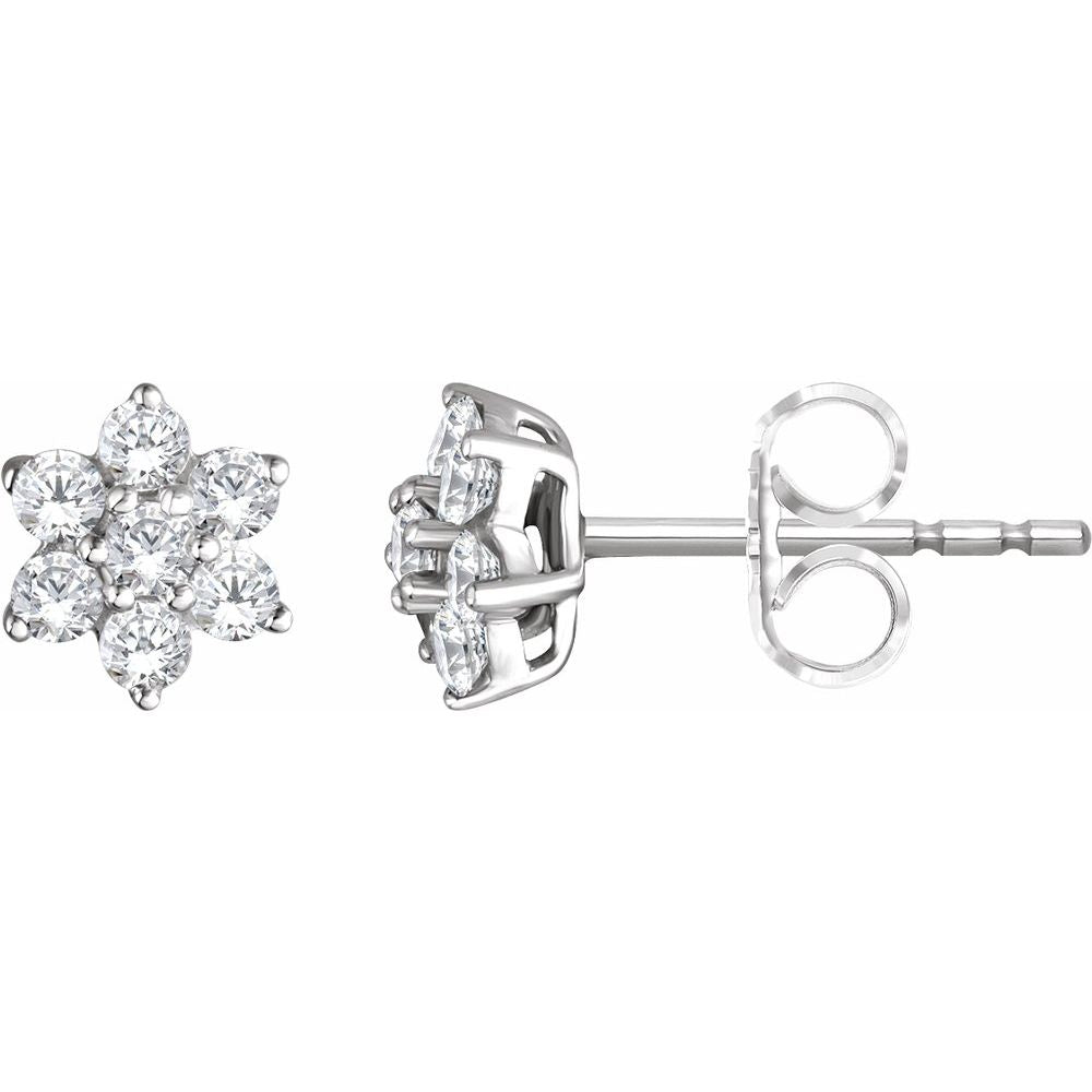 Flower Diamond Stud  Earrings