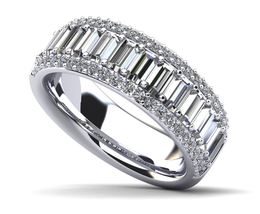 Baguette and Round Cut Diamond Band .86 carats