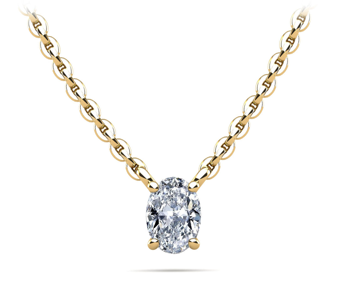 Oval Solitaire Diamond Pendant .50 Carat