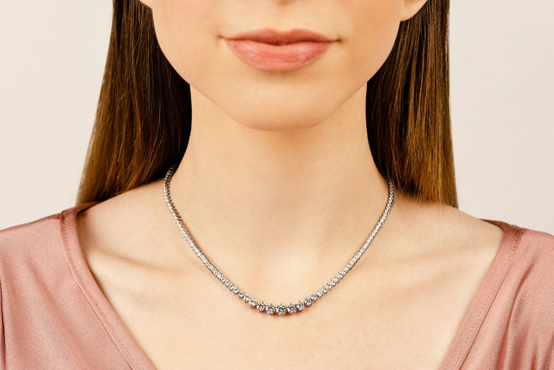 Graduated Crescendo Diamond Tennis Necklace