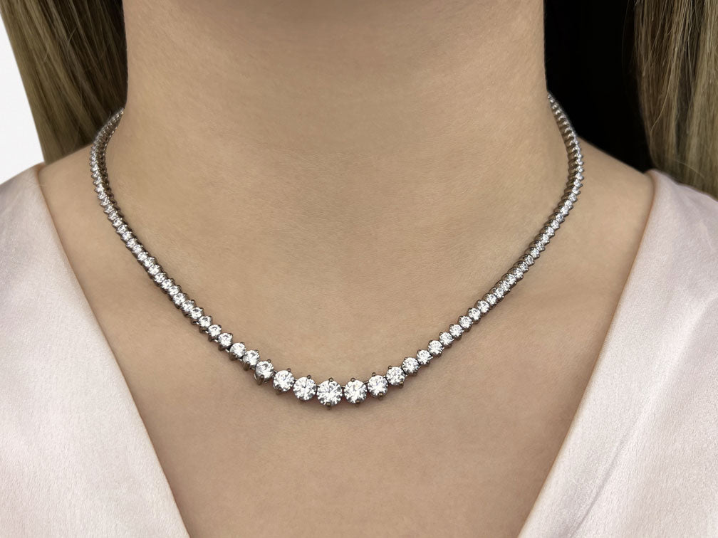 Graduated Crescendo Diamond Tennis Necklace