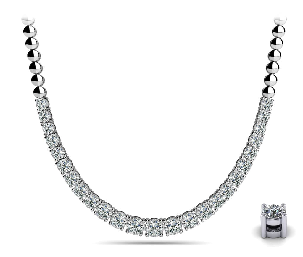 Graduated Shiny Link Diamond Chain Necklace