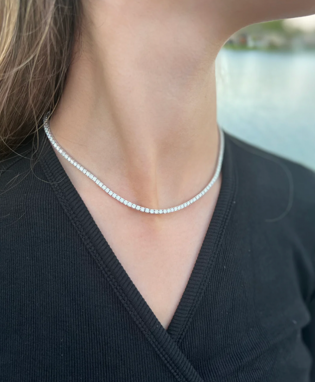 Adjustable Timeless Diamond Tennis Choker Necklace