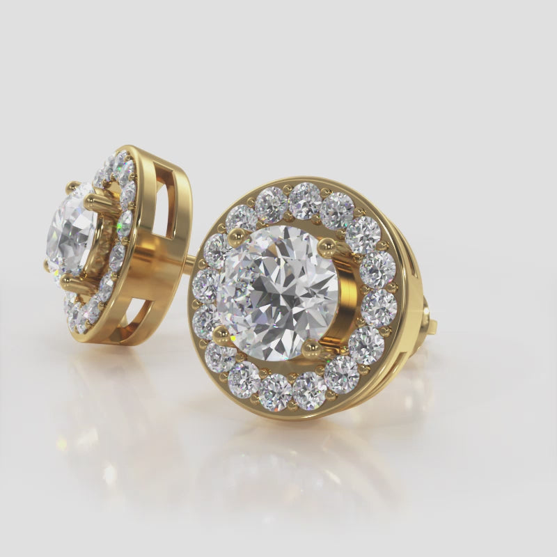 Round Halo Diamond Studs