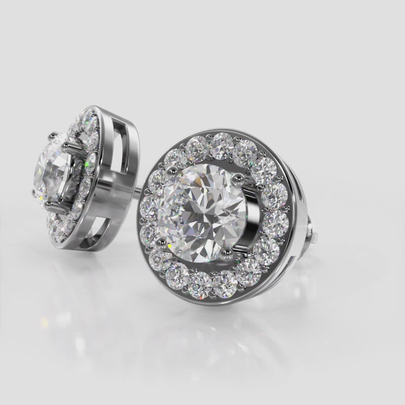 Round Halo Diamond Studs